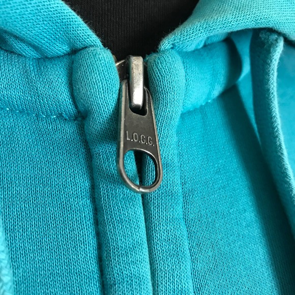 H&M Mens L.O.G.G. Teal Blue Full-Zip Hoodie | Size Small - Picture 4 of 5